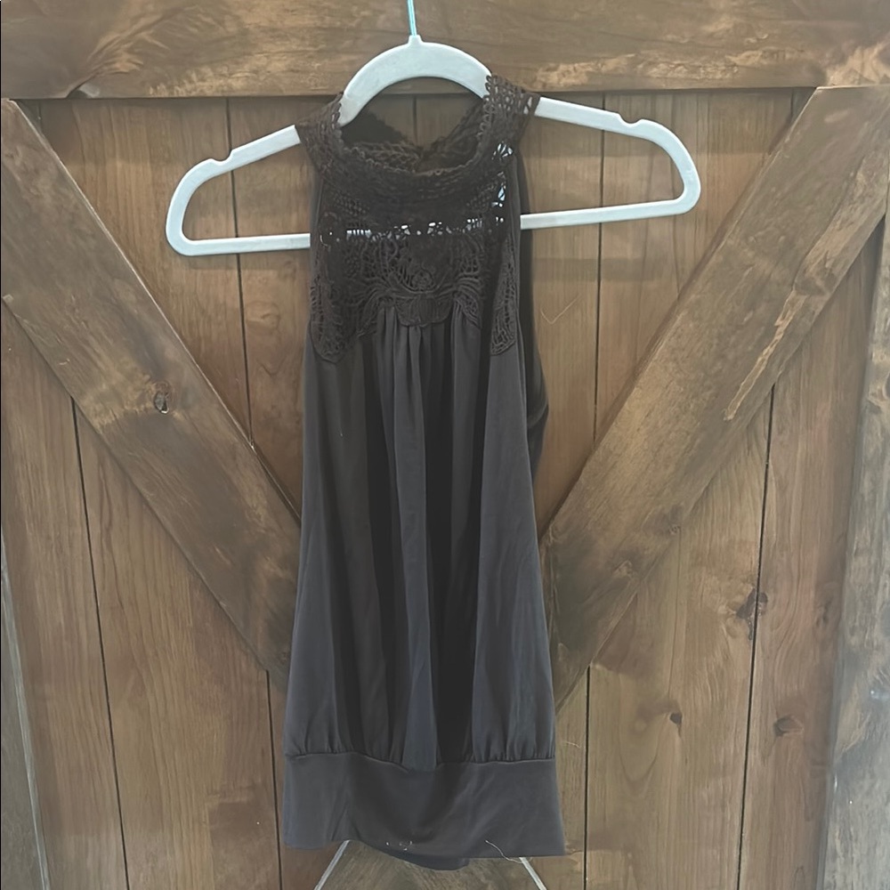 Brown Lace Halter Top